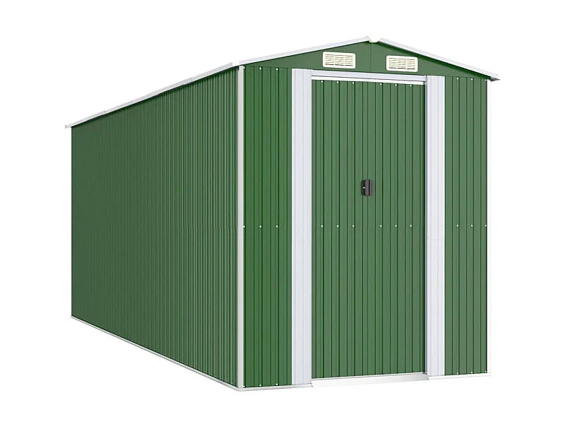 Casetta da giardino casetta per cabine ripostiglio casetta per la casa casetta per attrezzi da esterno robusta 192 x 523 x 223 cm acciaio zincato verde 02_0022365