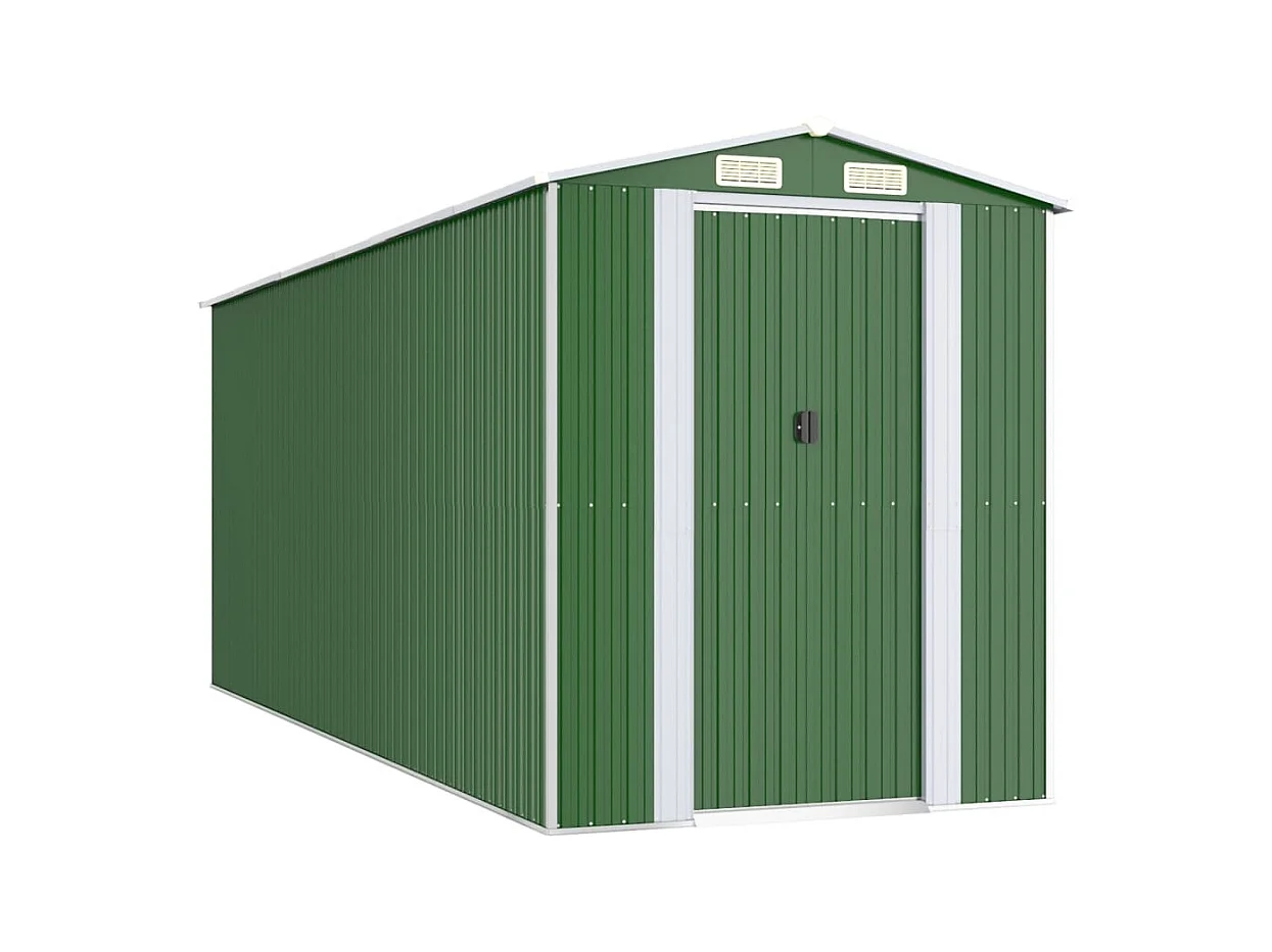 Casetta da giardino casetta per cabine ripostiglio casetta per la casa casetta per attrezzi da esterno robusta 192 x 523 x 223 cm acciaio zincato verde 02_0022365