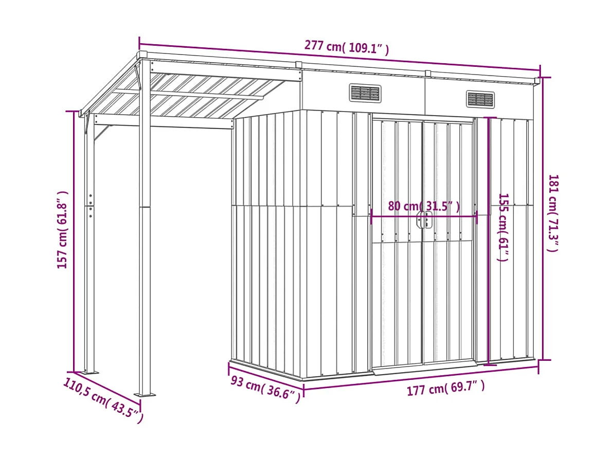 Abri de jardin cabane marron 277 x 110.5 x 181 cm 02_0022220