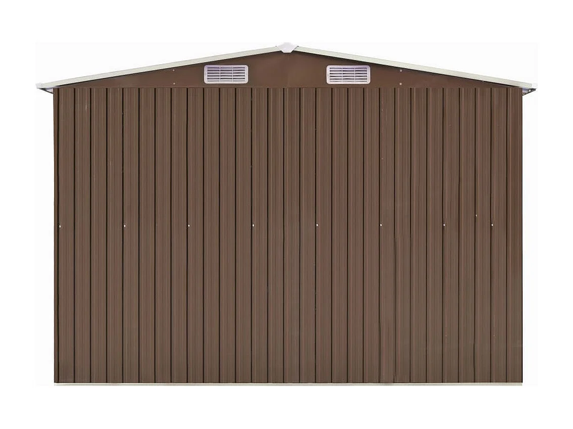 Galpão de jardim casa de armazenamento galpão externo galpão de ferramentas robusto 257 x 779 x 181 cm aço galvanizado marrom 02_0022281