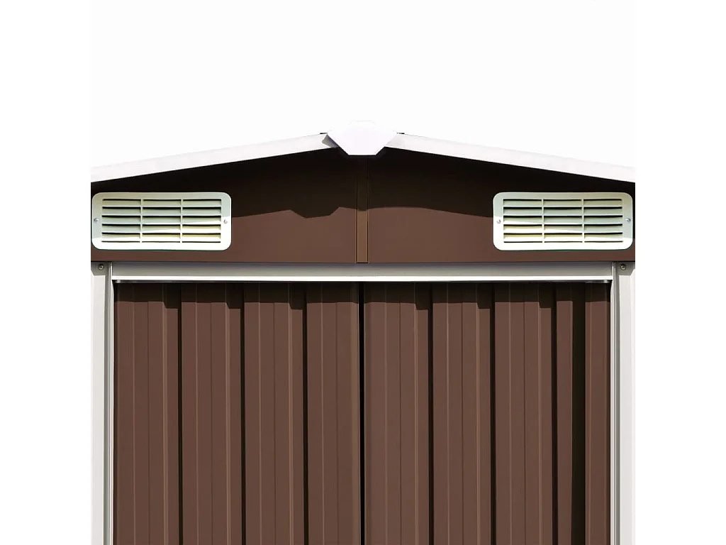 Galpão de jardim casa de armazenamento galpão externo galpão de ferramentas robusto 257 x 779 x 181 cm aço galvanizado marrom 02_0022281