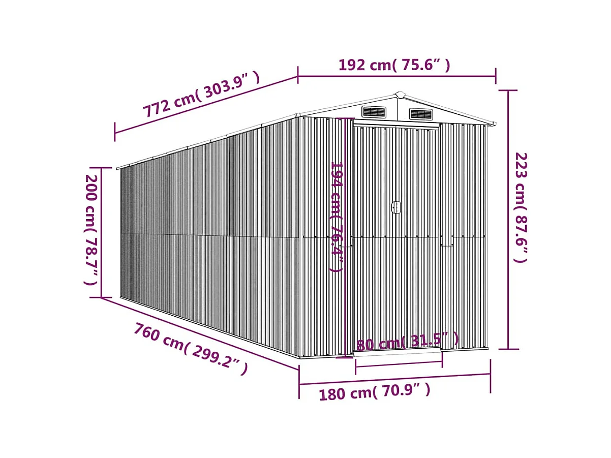 Abri de jardin cabane 192 x 772 x 223 cm 02_0022368