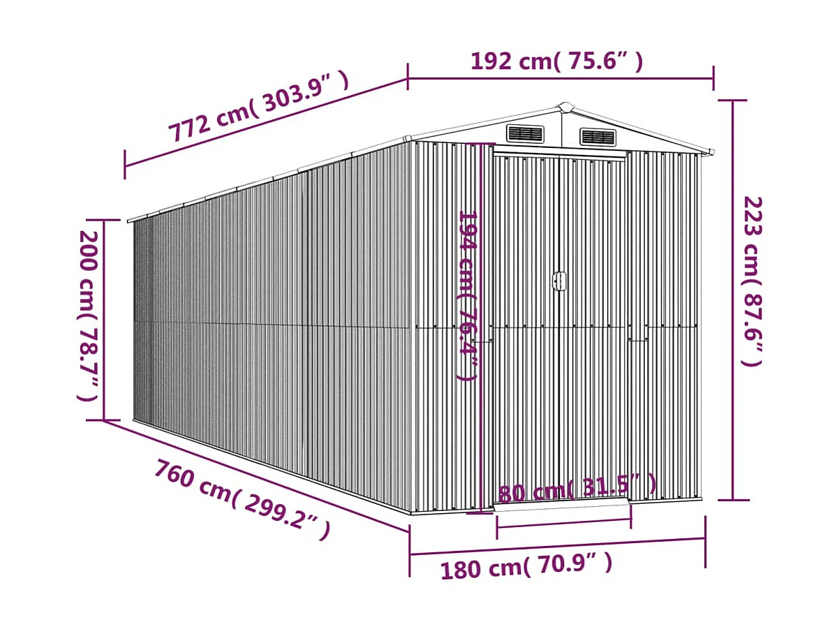 Abri de jardin cabane 192 x 772 x 223 cm 02_0022368