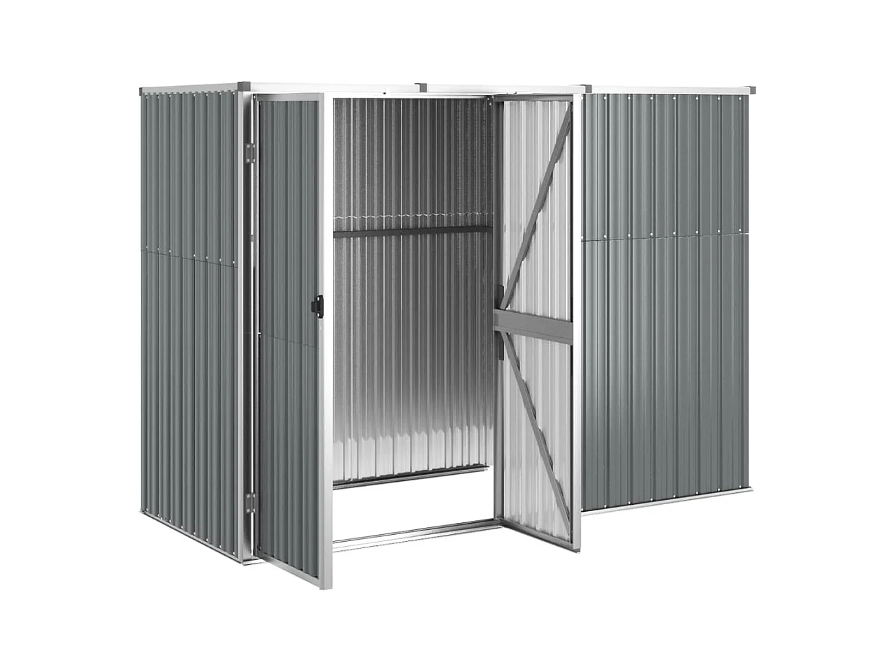 Casetta da giardino casetta per capanni casetta per ripostigli casetta per attrezzi da esterno robusta 225 x 89 x 161 cm acciaio zincato grigio 02_0022416