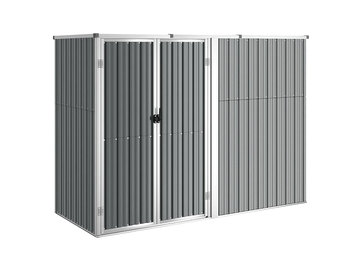 Abrigo de jardim, cabana, casa de armazenamento, galpão externo, ferramentas, robusto, 225 x 89 x 161 cm, aço galvanizado cinza 02_0022416
