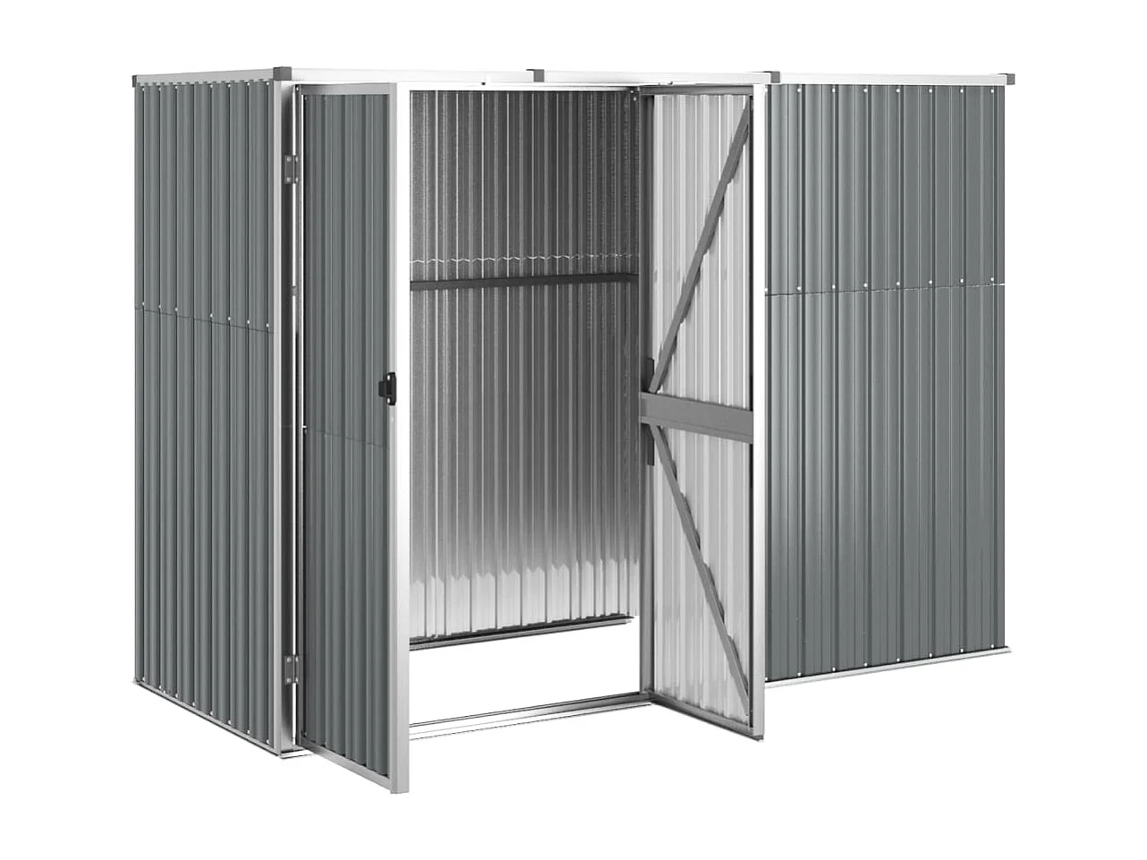 Casetta da giardino casetta per capanni casetta per ripostigli casetta per attrezzi da esterno robusta 225 x 89 x 161 cm acciaio zincato grigio 02_0022416