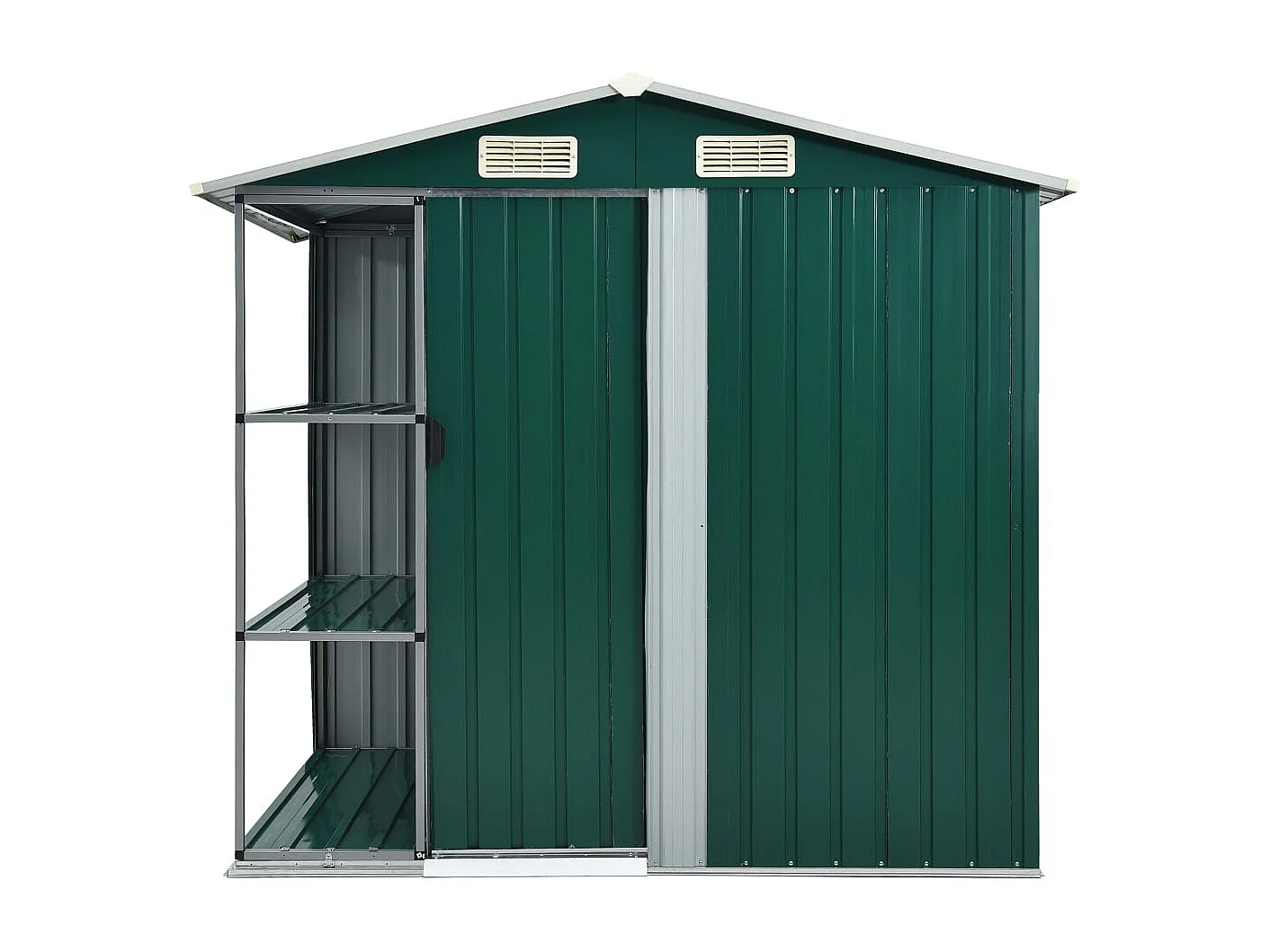 Casetta da giardino Casetta per cabina Capanno per la casa Casetta per esterni Casetta per attrezzi robusta con ripiano 205 x 130 x 183 cm Ferro verde 02_0022225