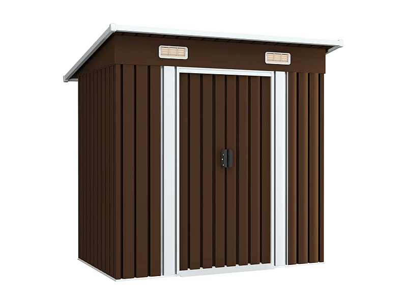Abrigo de jardim, cabana, casa de armazenamento, galpão ao ar livre, ferramentas robustas 194 x 121 x 181 cm aço marrom 02_0022385