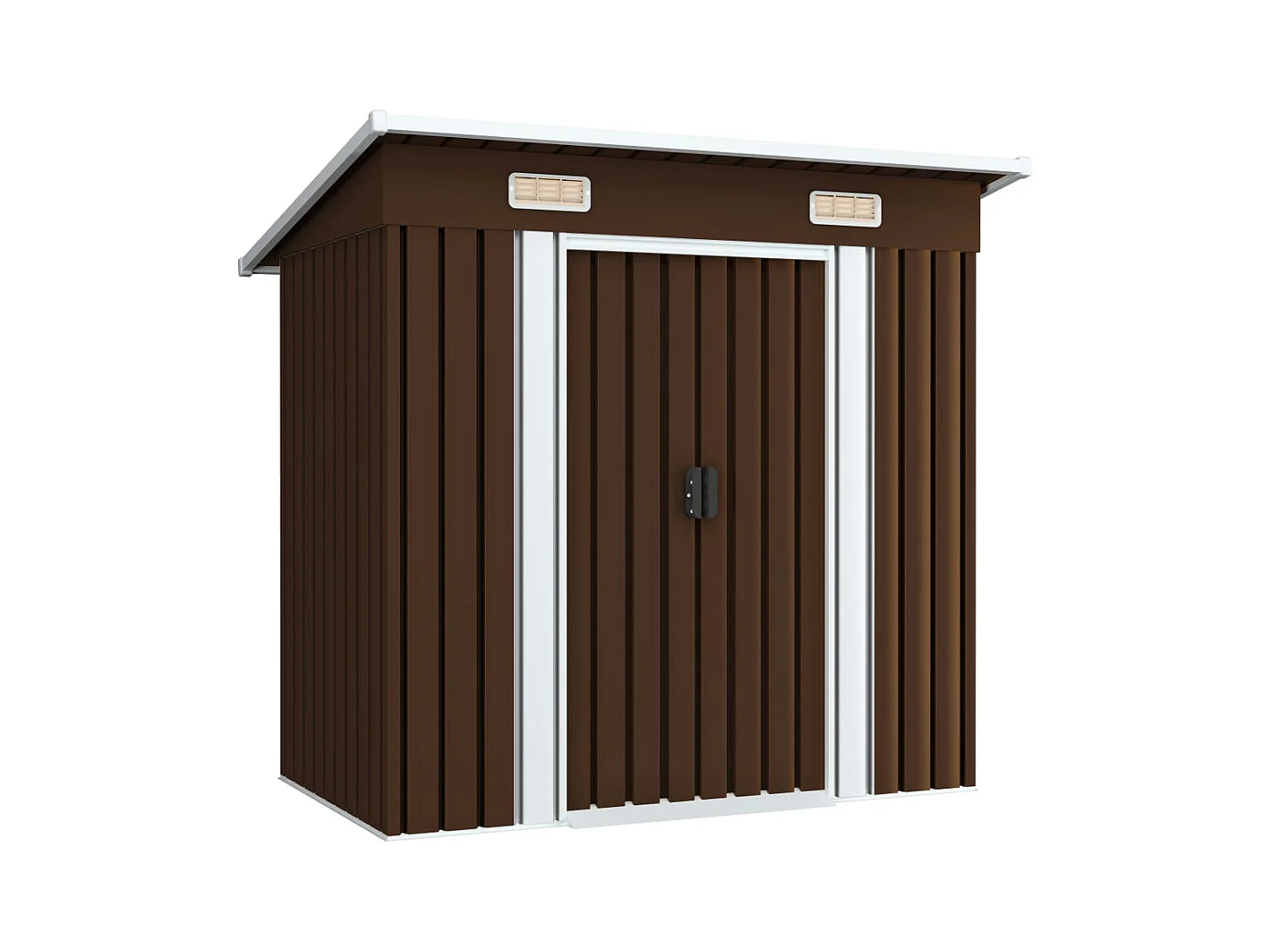 Casetta da giardino casetta per capanni casetta per ripostigli casetta per esterni casetta per attrezzi robusta 194 x 121 x 181 cm acciaio marrone 02_0022385