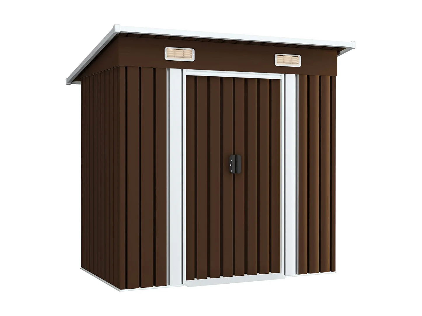 Abrigo de jardim, cabana, casa de armazenamento, galpão ao ar livre, ferramentas robustas 194 x 121 x 181 cm aço marrom 02_0022385