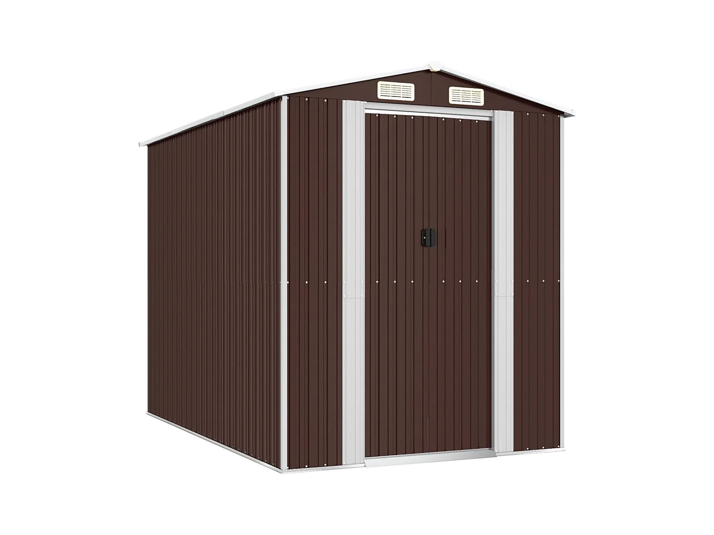 Galpão de jardim Cabine Galpão Casa de armazenamento Galpão ao ar livre Ferramentas Robusto Escuro 192 x 274 x 223 cm Aço galvanizado marrom 02_0022318