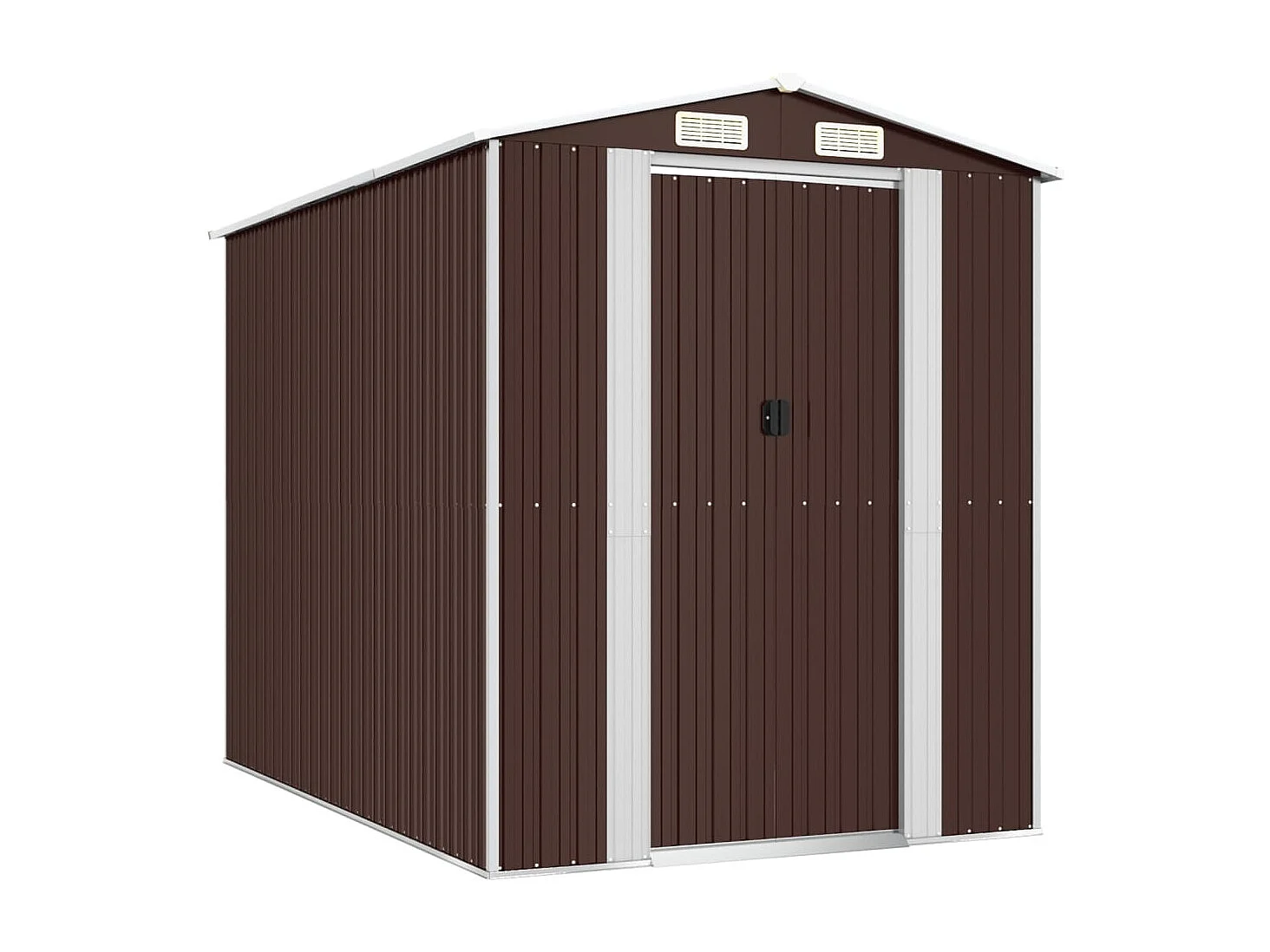 Galpão de jardim Cabine Galpão Casa de armazenamento Galpão ao ar livre Ferramentas Robusto Escuro 192 x 274 x 223 cm Aço galvanizado marrom 02_0022318