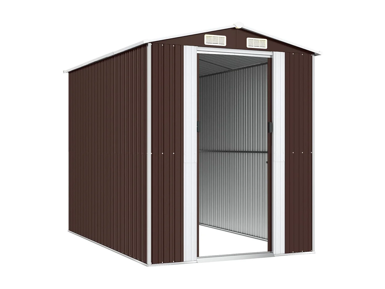 Galpão de jardim Cabine Galpão Casa de armazenamento Galpão ao ar livre Ferramentas Robusto Escuro 192 x 274 x 223 cm Aço galvanizado marrom 02_0022318