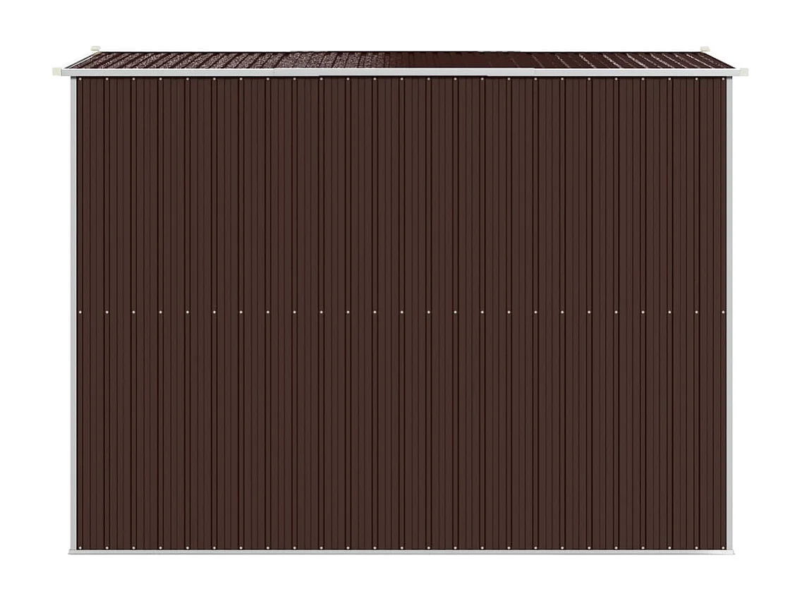Galpão de jardim Cabine Galpão Casa de armazenamento Galpão ao ar livre Ferramentas Robusto Escuro 192 x 274 x 223 cm Aço galvanizado marrom 02_0022318