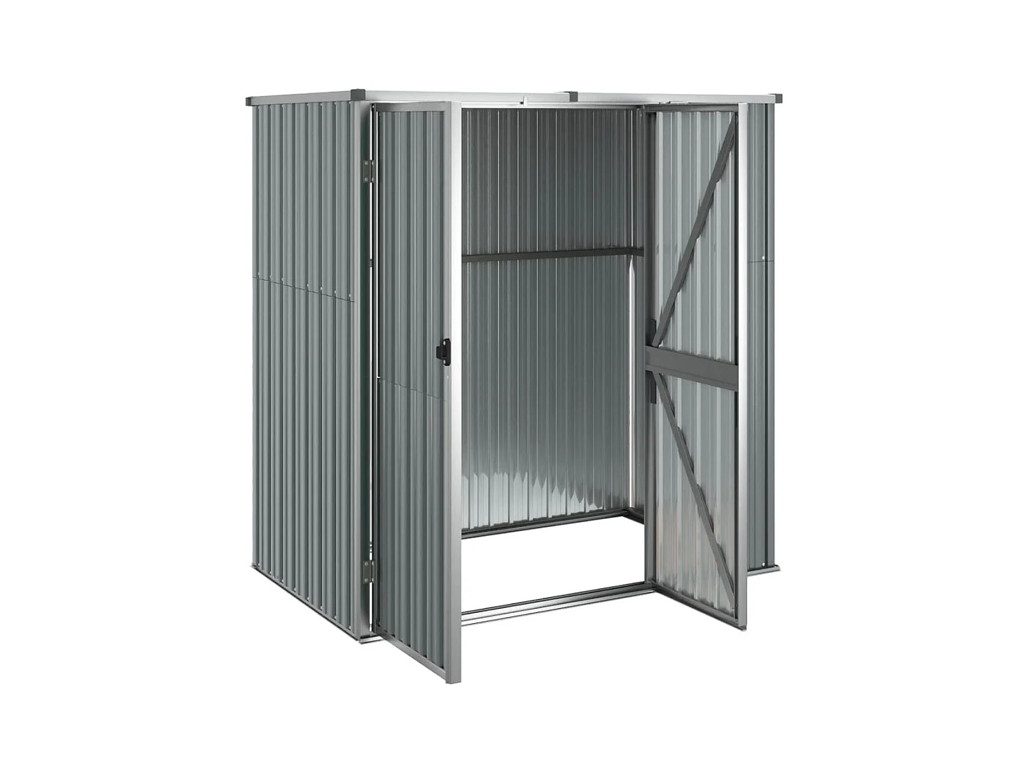 Casetta da giardino casetta per capanni casetta per riporre gli attrezzi casetta per esterni robusta 161 x 89 x 161 cm acciaio zincato grigio 02_0022415