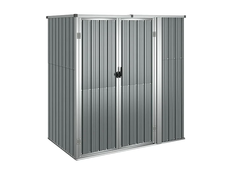 Abrigo de jardim, cabana, casa de armazenamento, galpão ao ar livre, ferramentas robustas 161 x 89 x 161 cm, aço galvanizado cinza 02_0022415