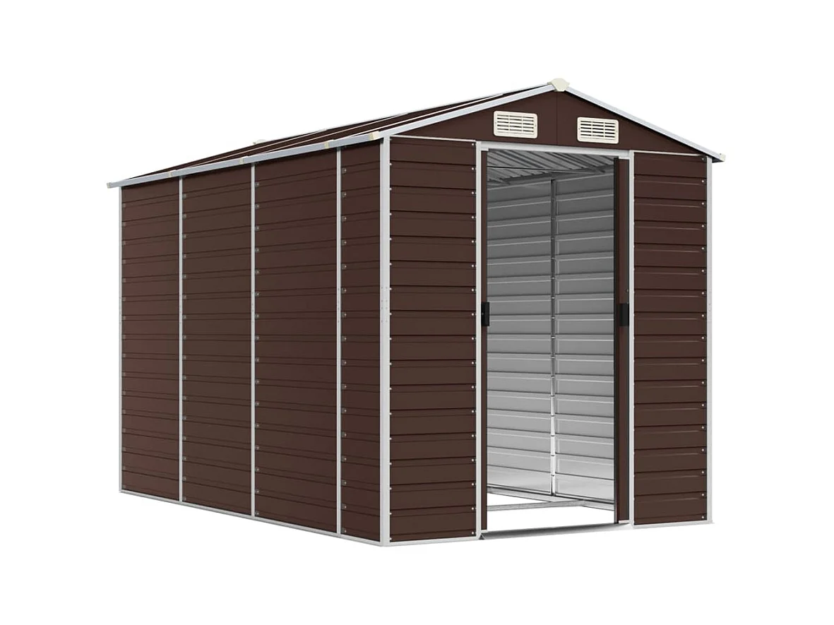 Casetta da giardino casetta per cabine casetta per riporre gli attrezzi casetta per esterni robusta 191 x 300 x 198 cm acciaio zincato marrone 02_0022270