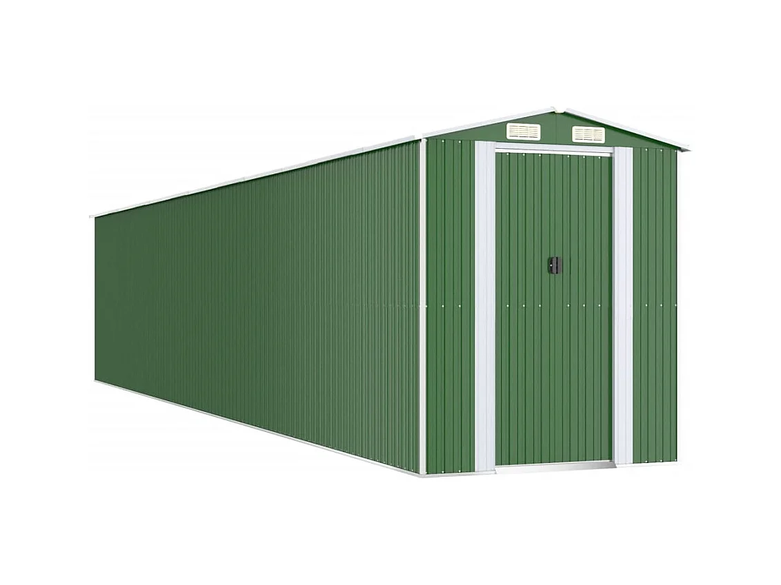 Casetta da giardino casetta per cabine ripostiglio casetta per la casa casetta per attrezzi da esterno robusta 192 x 1021 x 223 cm acciaio zincato verde 02_0022358