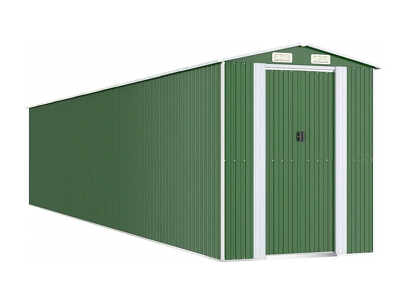 Abrigo de jardim, cabana, casa de armazenamento, galpão ao ar livre, ferramentas robustas 192 x 1021 x 223 cm aço galvanizado verde 02_0022358