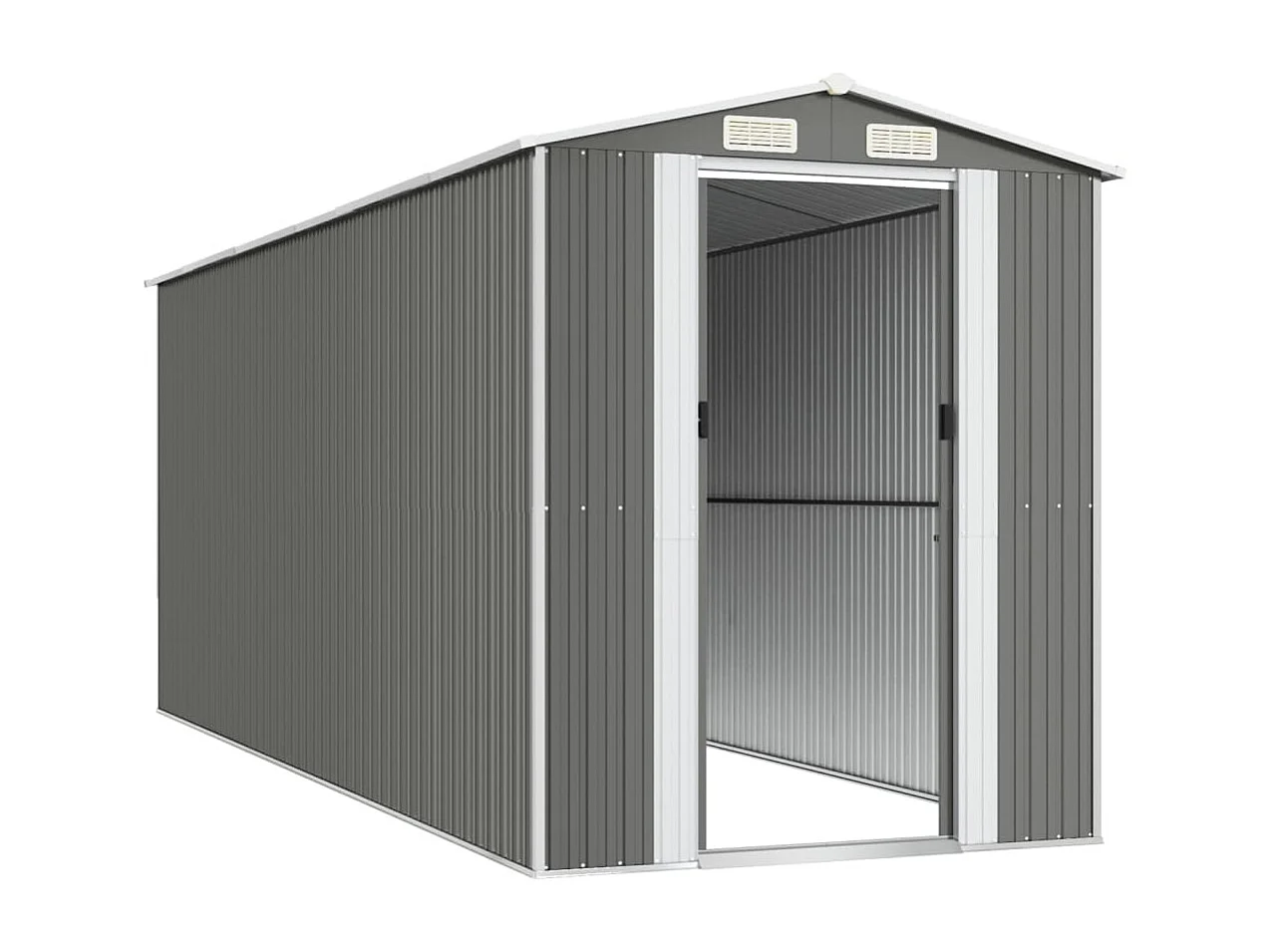 Casetta da giardino cabina ripostiglio capanno da esterno capanno per attrezzi robusta colore chiaro 192 x 523 x 223 cm acciaio zincato grigio 02_0022259