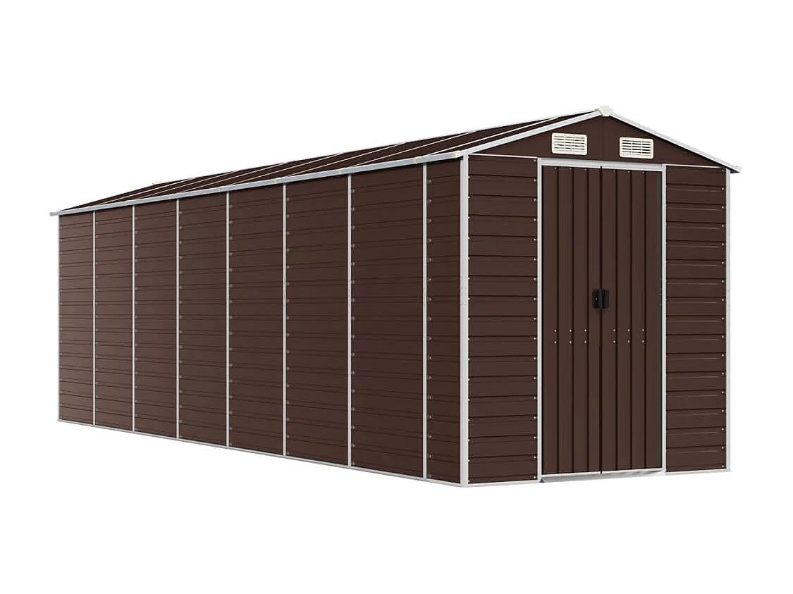 Casetta da giardino casetta per capanni casetta per ripostigli casetta per attrezzi da esterno robusta 191 x 640 x 198 cm acciaio zincato marrone 02_0022274