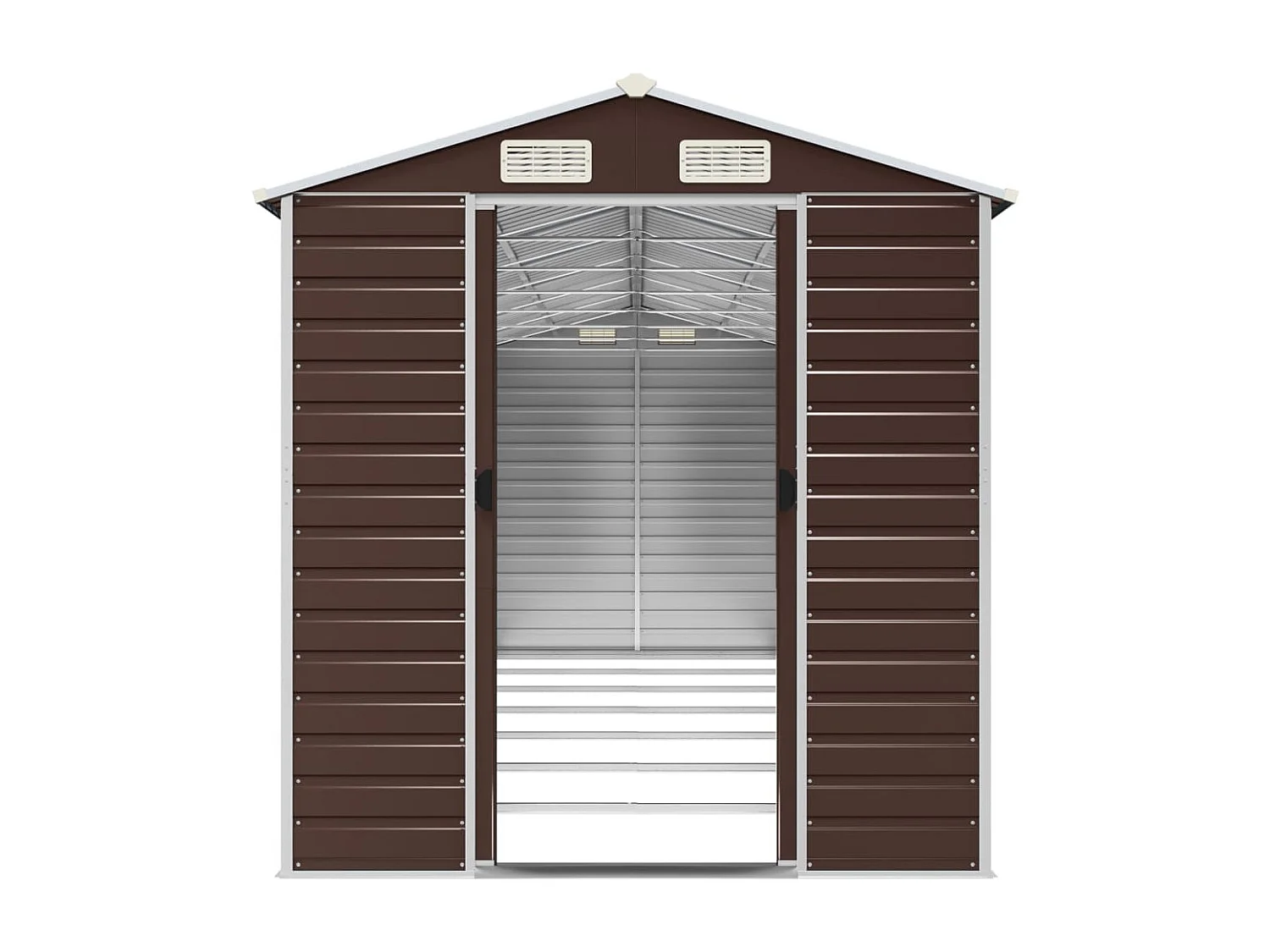 Casetta da giardino casetta per capanni casetta per ripostigli casetta per attrezzi da esterno robusta 191 x 640 x 198 cm acciaio zincato marrone 02_0022274