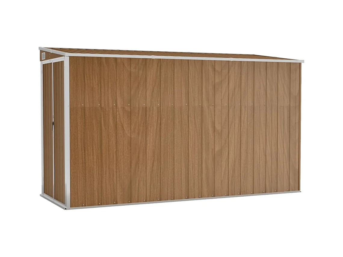 Galpão de jardim Cabine Galpão Casa de armazenamento Galpão ao ar livre Ferramentas Robusto montado na parede 118 x 288 x 178 cm Aço galvanizado marrom 02_0022336