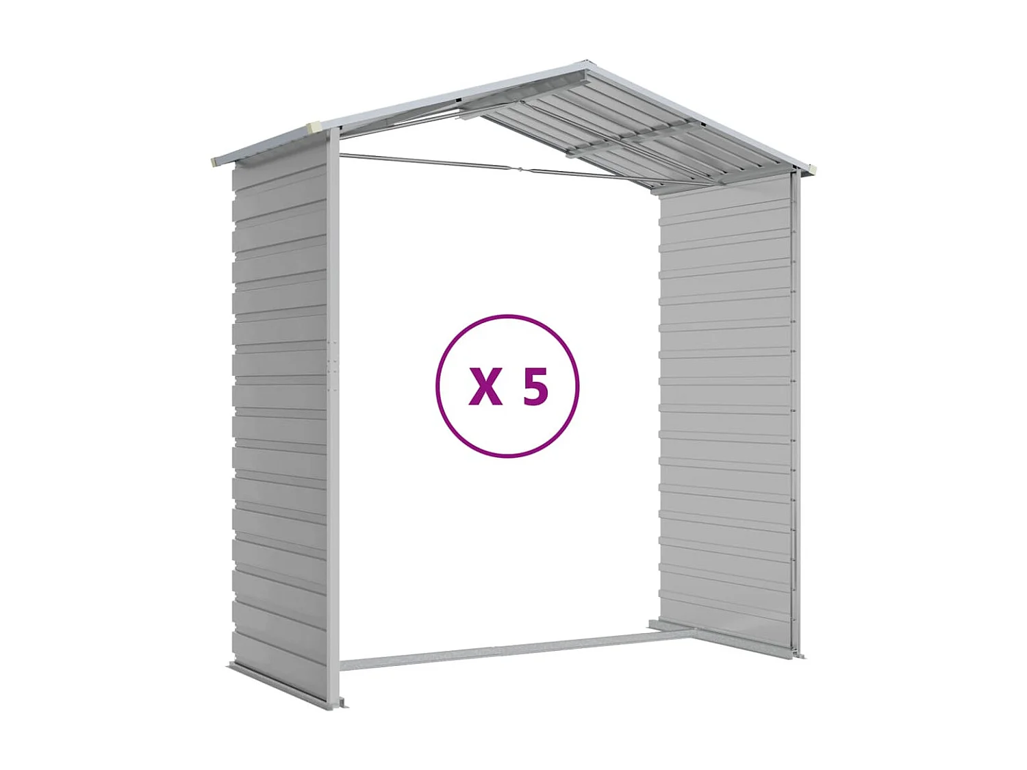 Galpão de jardim Cabine Galpão Casa de armazenamento Galpão ao ar livre Ferramentas Robusto Transparente 191 x 470 x 198 cm Aço Galvanizado Cinza 02_0022245