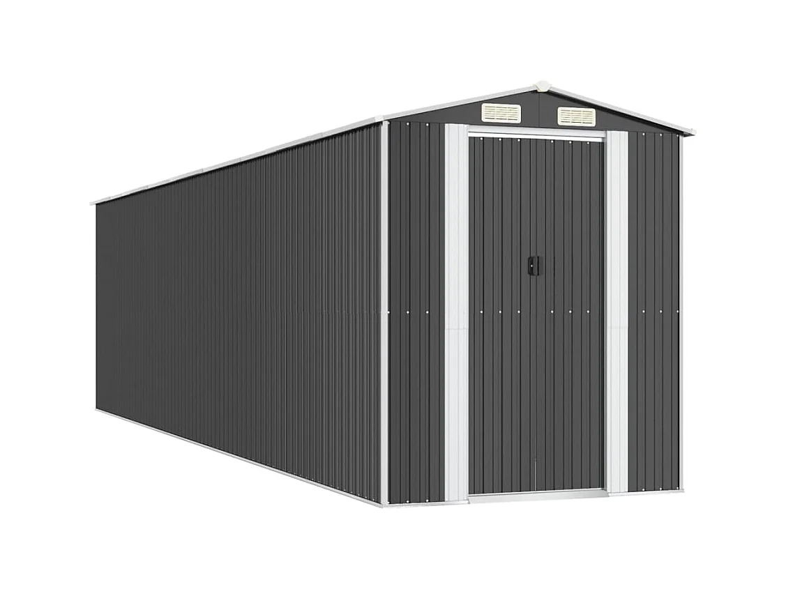 Abrigo de jardim, cabana, casa de armazenamento, galpão ao ar livre, ferramentas robustas, 192 x 772 x 223 cm, aço galvanizado antracite 02_0022203