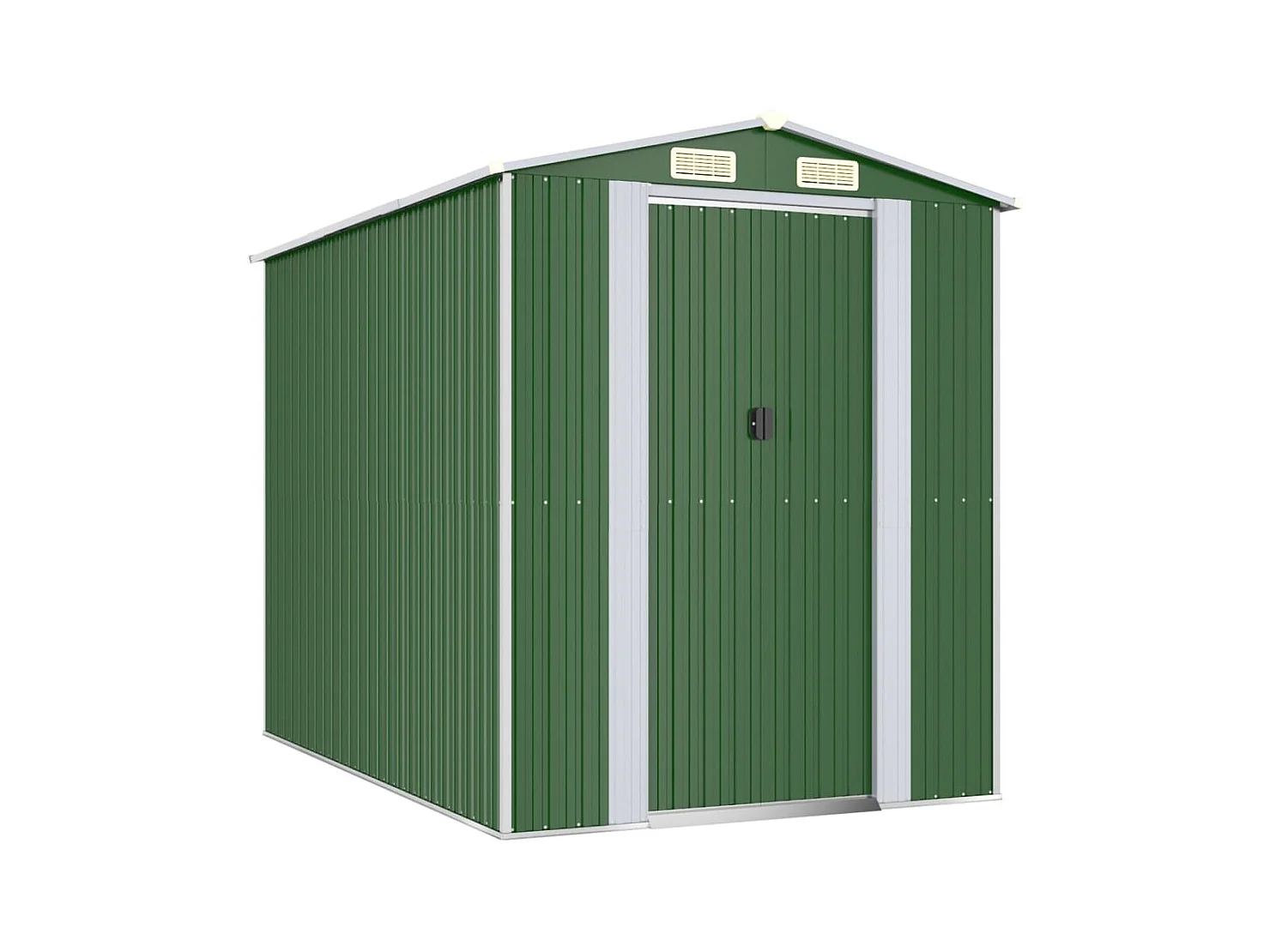 Abrigo de jardim, cabana, casa de armazenamento, abrigo ao ar livre, ferramentas robustas 192 x 274 x 223 cm aço galvanizado verde 02_0022362