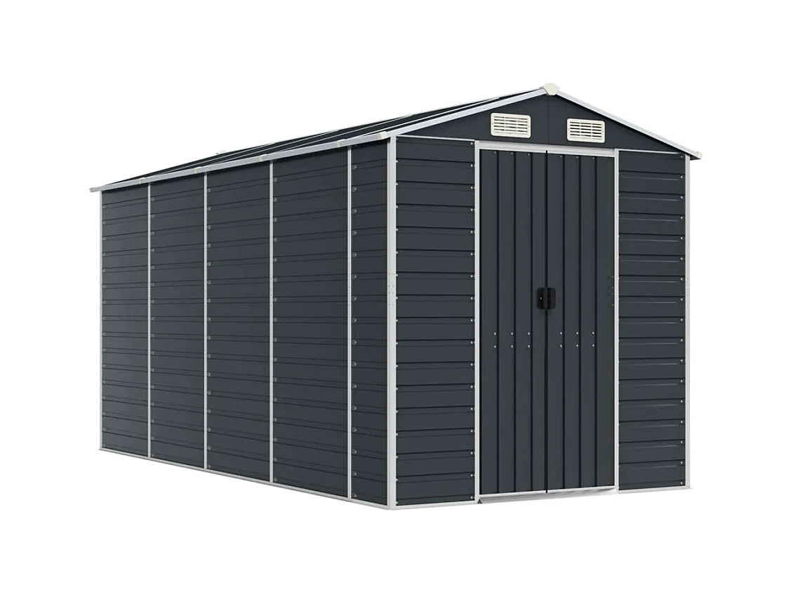 Casetta da giardino casetta ripostiglio casetta da esterno casetta per attrezzi robusta 191 x 385 x 198 cm acciaio zincato antracite 02_0022186