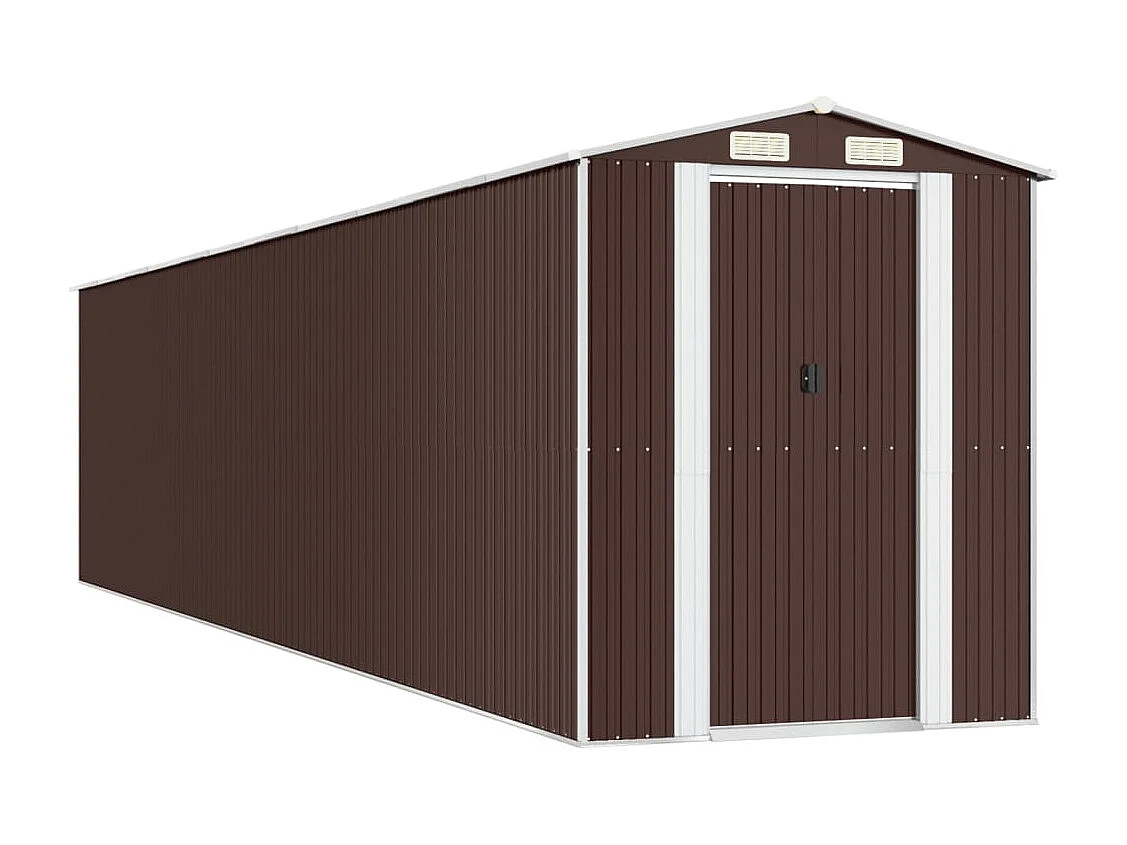 Galpão de jardim, cabana, casa de armazenamento, galpão ao ar livre, ferramentas, robusto, escuro, 192 x 938 x 223 cm, aço galvanizado marrom 02_0022326