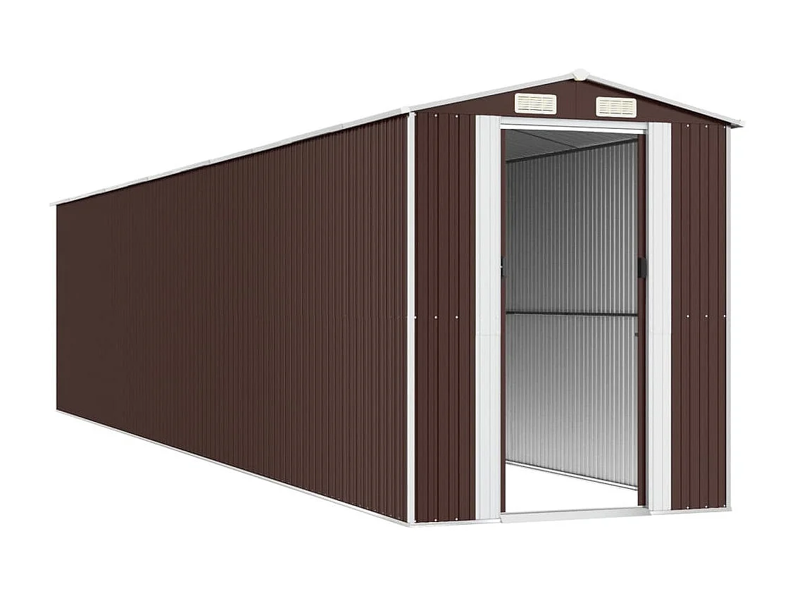 Galpão de jardim, cabana, casa de armazenamento, galpão ao ar livre, ferramentas, robusto, escuro, 192 x 938 x 223 cm, aço galvanizado marrom 02_0022326