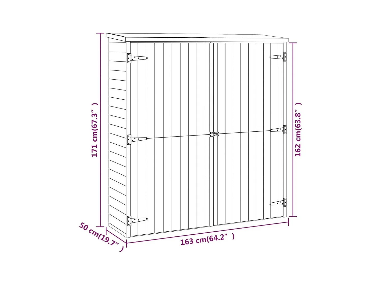 Abri de jardin cabane bois marron 163 x 50 x 171 cm 02_0022404