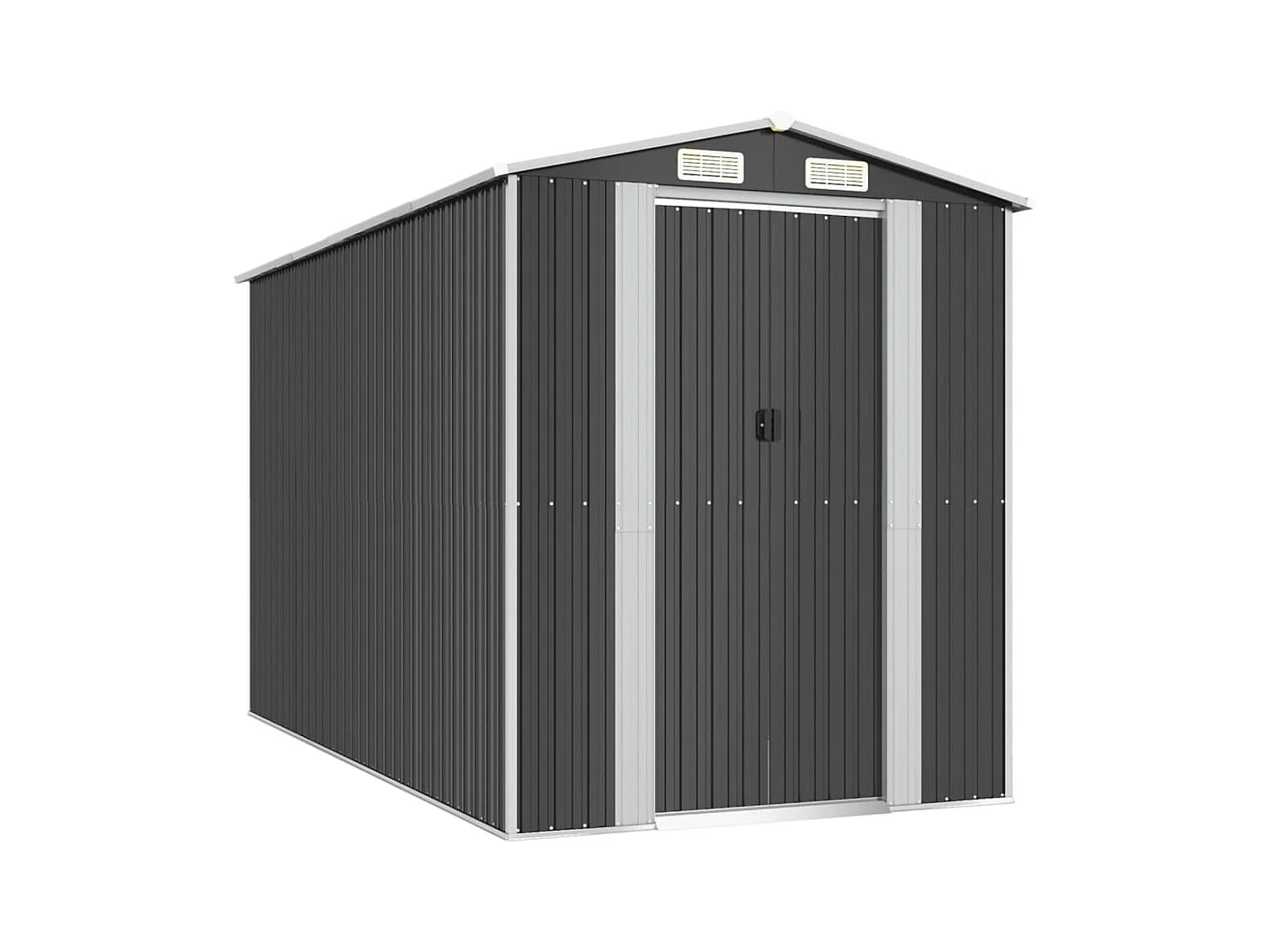 Casetta da giardino casetta ripostiglio casetta da esterno casetta per attrezzi robusta 192 x 357 x 223 cm acciaio zincato antracite 02_0022198