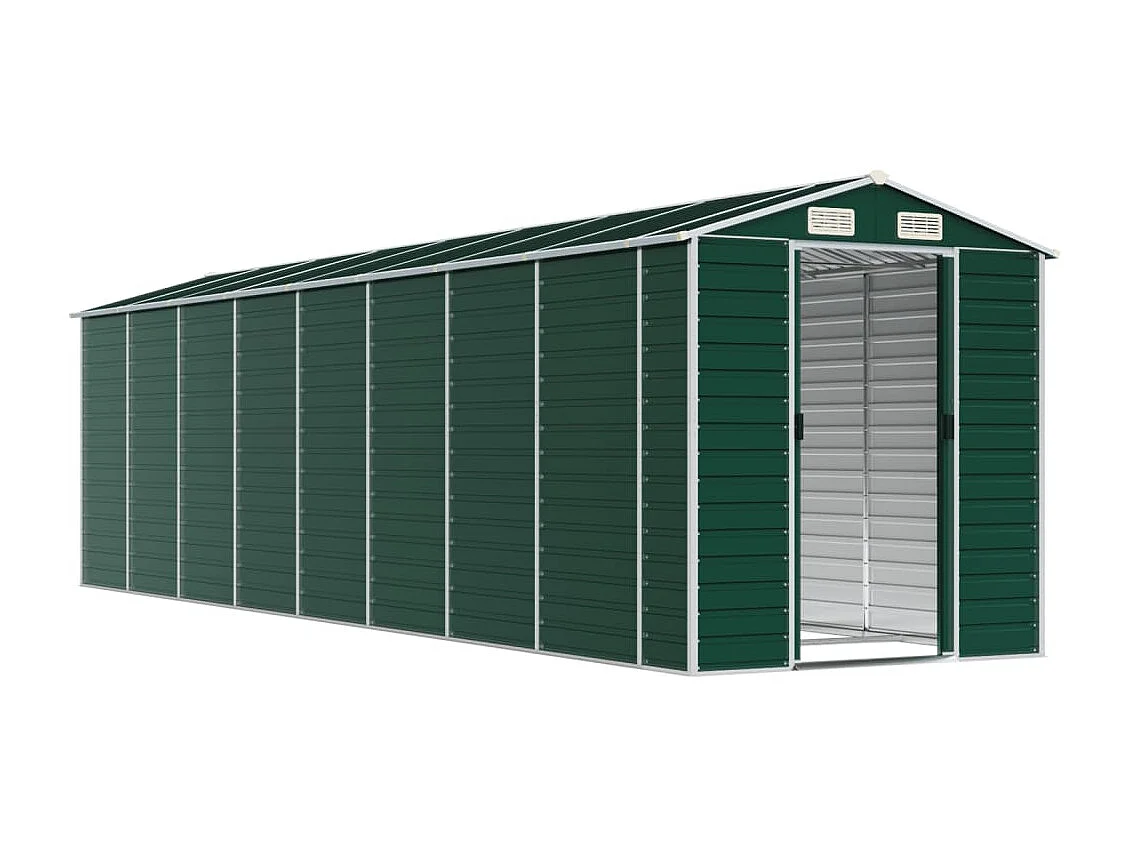 Casinha de jardim cabana depósito galpão externo galpão de ferramentas robusto 191 x 725 x 198 cm aço galvanizado verde 02_0022354