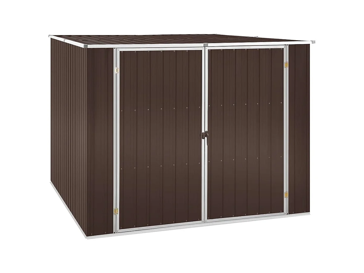 Casetta da giardino casetta ripostiglio casetta da esterno casetta per attrezzi robusta marrone 195 x 198 x 159 cm marrone acciaio zincato 02_0022327