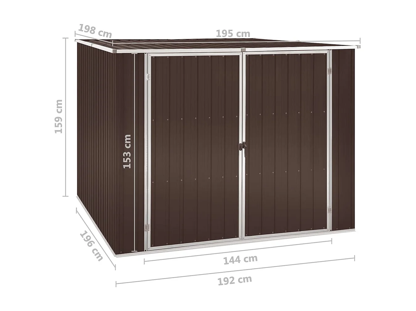 Casetta da giardino casetta ripostiglio casetta da esterno casetta per attrezzi robusta marrone 195 x 198 x 159 cm marrone acciaio zincato 02_0022327
