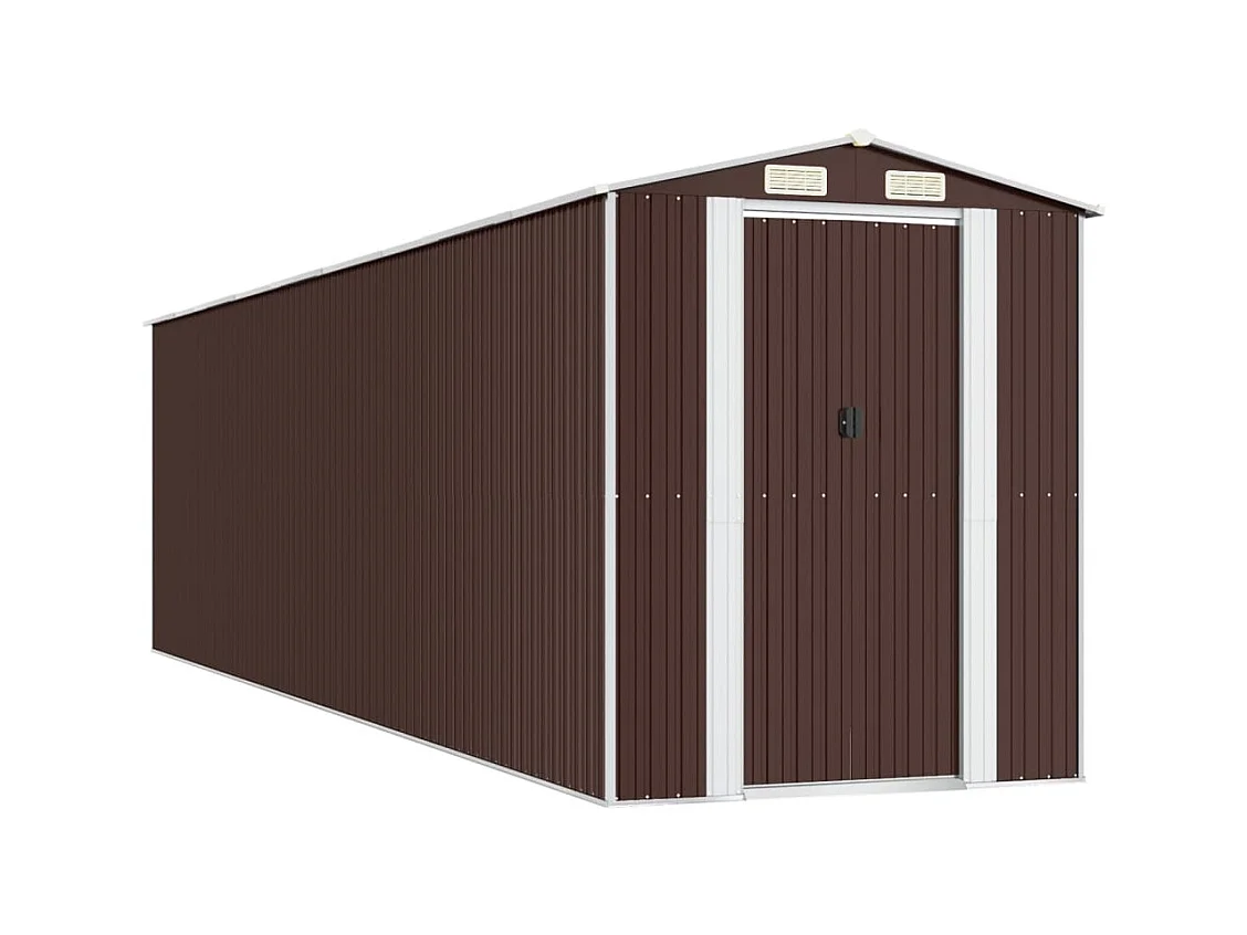 Galpão de jardim, cabana, casa de armazenamento, galpão ao ar livre, ferramentas, robusto, escuro, 192 x 772 x 223 cm, aço galvanizado marrom 02_0022324