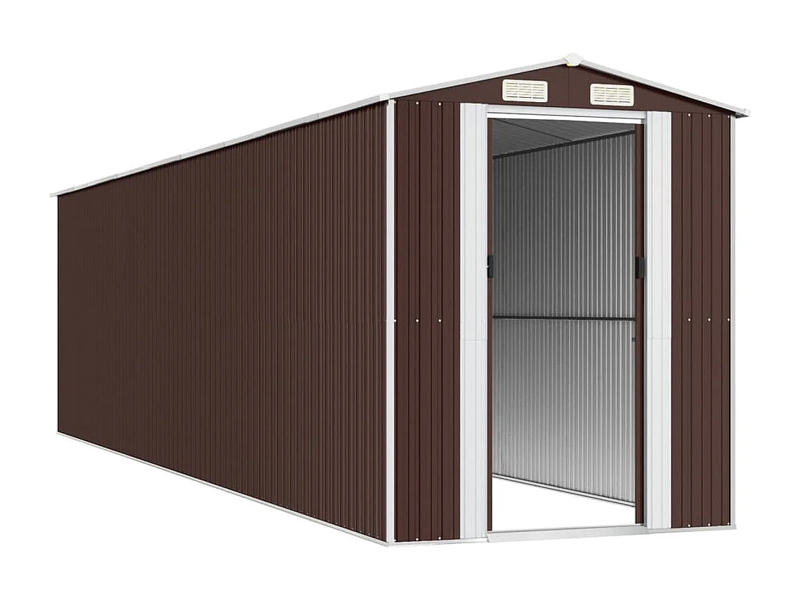 Galpão de jardim, cabana, casa de armazenamento, galpão ao ar livre, ferramentas, robusto, escuro, 192 x 772 x 223 cm, aço galvanizado marrom 02_0022324
