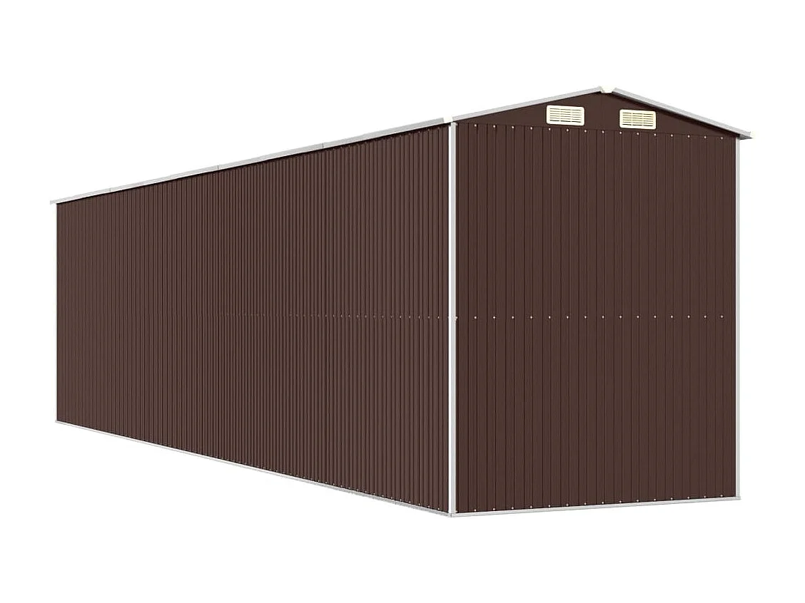 Galpão de jardim, cabana, casa de armazenamento, galpão ao ar livre, ferramentas, robusto, escuro, 192 x 772 x 223 cm, aço galvanizado marrom 02_0022324