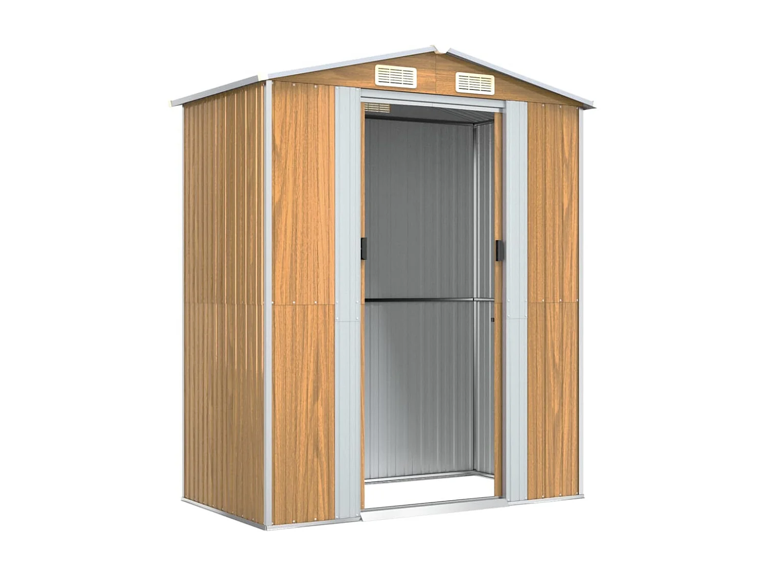 Galpão de jardim Cabine Galpão Casa de armazenamento Galpão ao ar livre Ferramentas Robusto Transparente 192 x 108 x 223 cm Aço Galvanizado Marrom 02_0022300