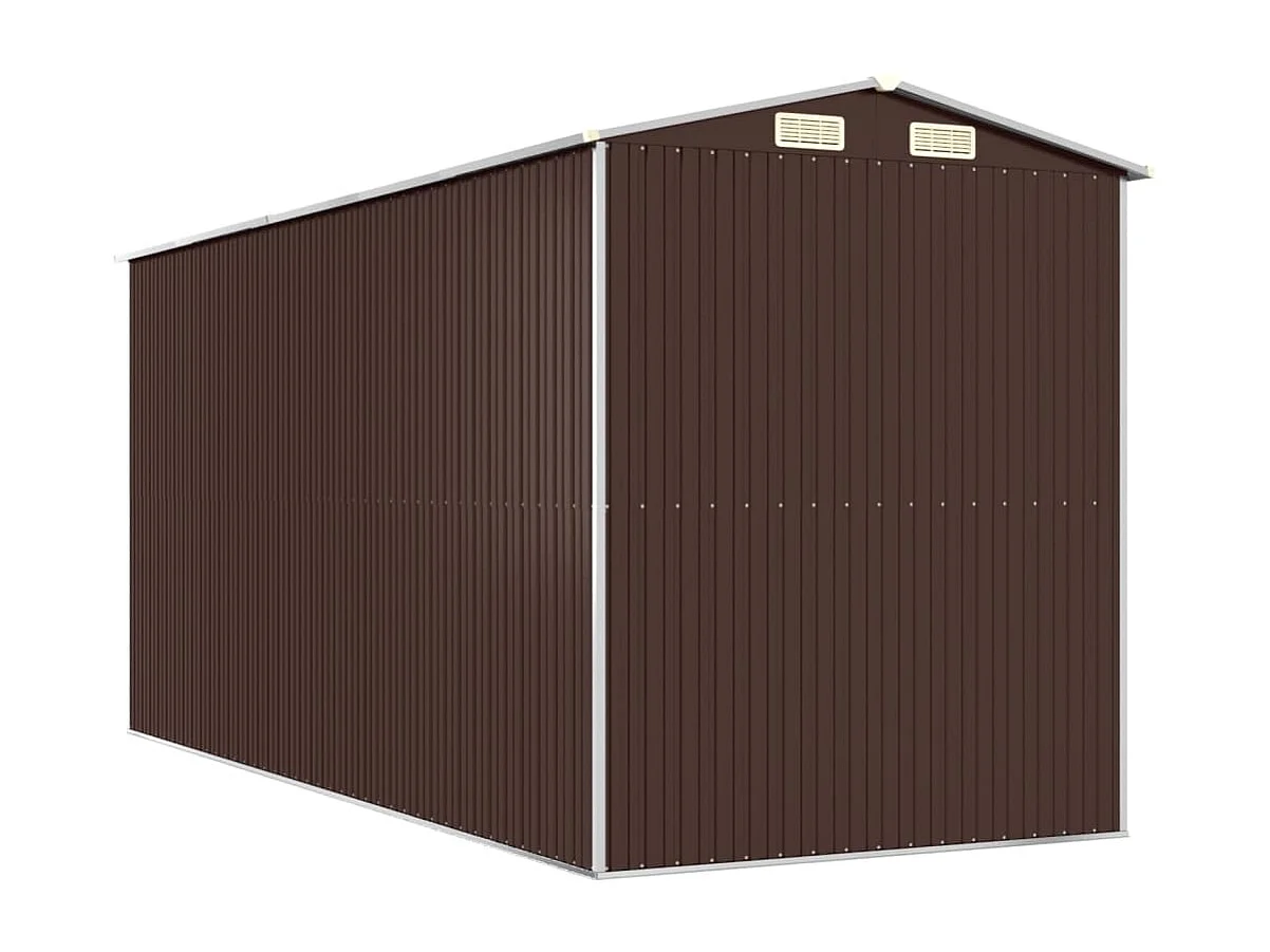 Galpão de jardim, cabana, casa de armazenamento, galpão ao ar livre, ferramentas, robusto, escuro, 192 x 440 x 223 cm, aço galvanizado marrom 02_0022320