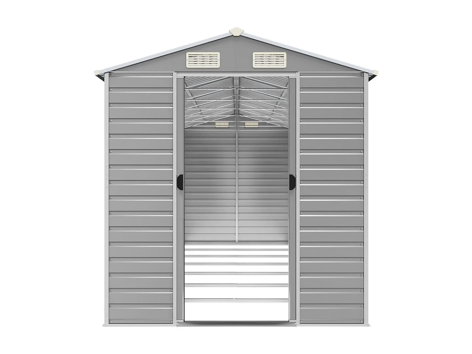 Casetta da giardino cabina ripostiglio capanno da esterno capanno per attrezzi robusta colore chiaro 191 x 640 x 198 cm acciaio zincato grigio 02_0022247