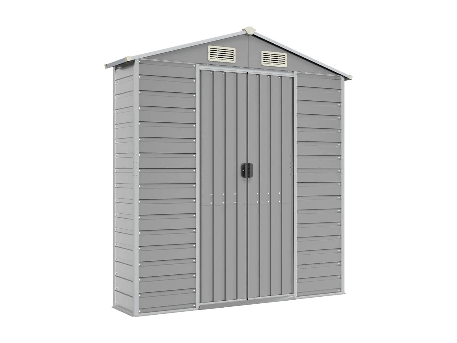 Casetta da giardino cabina ripostiglio capanno da esterno capanno per attrezzi robusta colore chiaro 191 x 640 x 198 cm acciaio zincato grigio 02_0022247