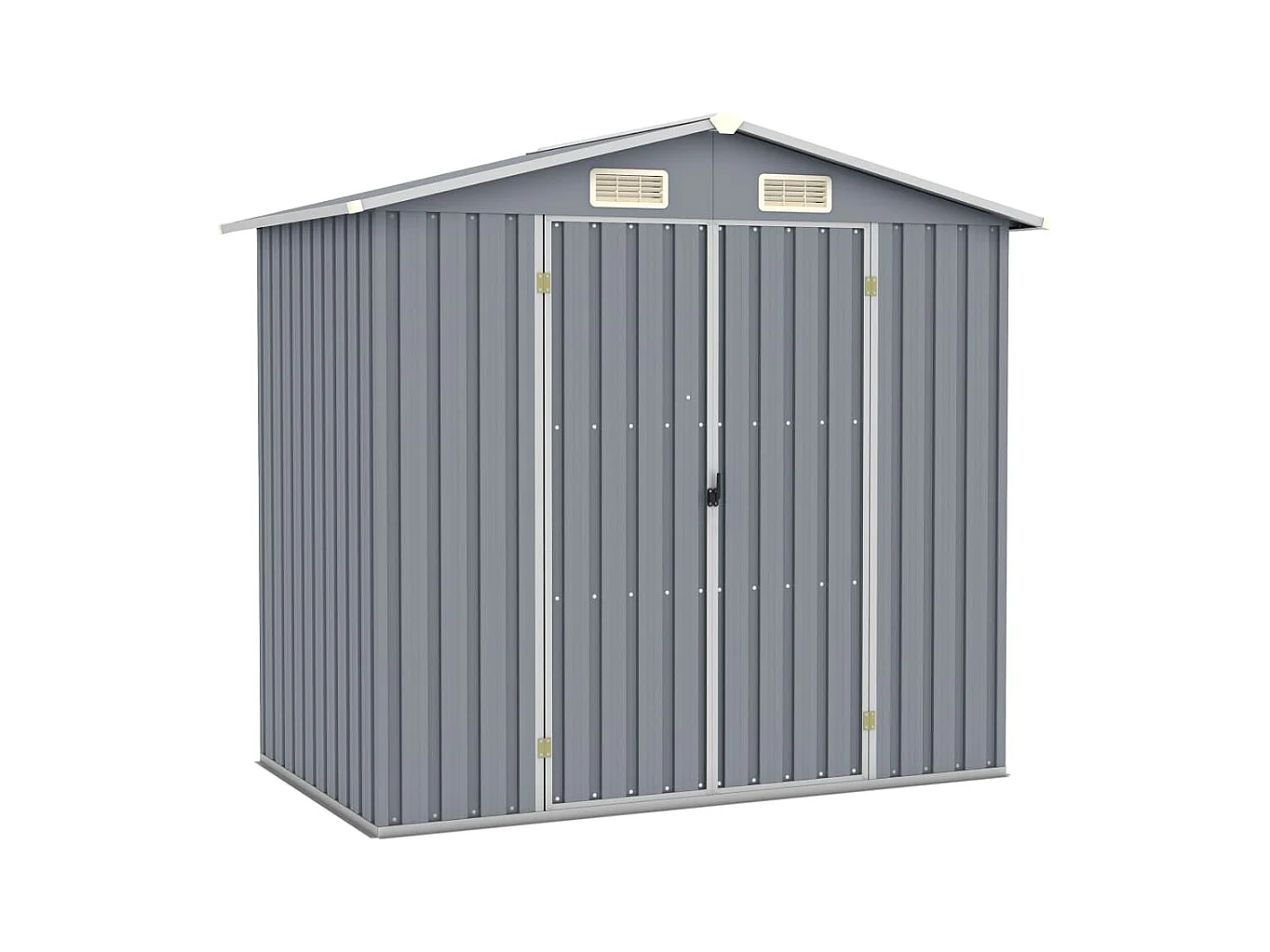 Abrigo de jardim, cabana, casa de armazenamento, galpão externo, ferramentas, robusto, 205 x 129 x 183 cm, aço galvanizado cinza 02_0022232