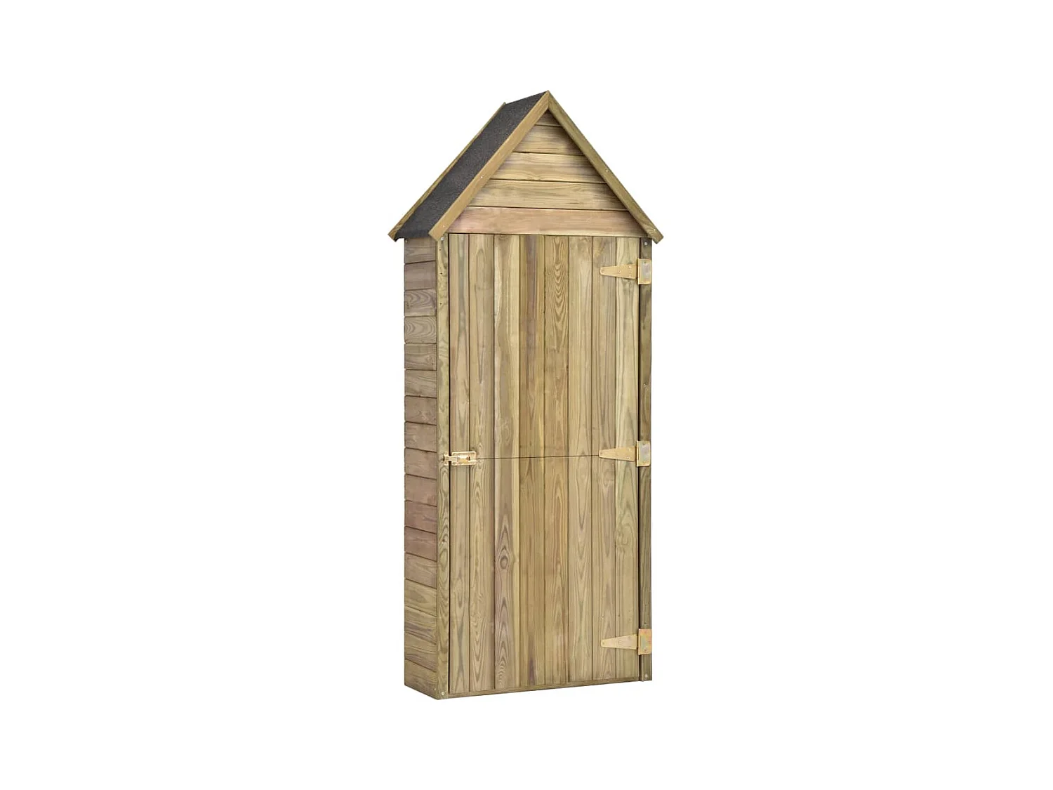 Abrigo de jardim, cabana, casa de armazenamento, abrigo ao ar livre, ferramentas robustas e porta 69,5 x 32 x 178cm Madeira de pinho impregnada marrom 02_0022413