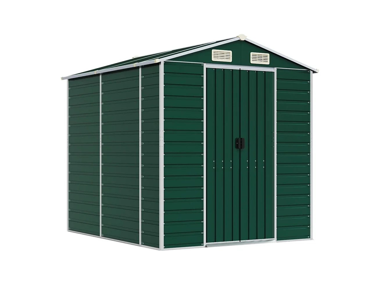 Abrigo de jardim, cabana, casa de armazenamento, abrigo ao ar livre, ferramentas robustas 191 x 215 x 198 cm aço galvanizado verde 02_0022348