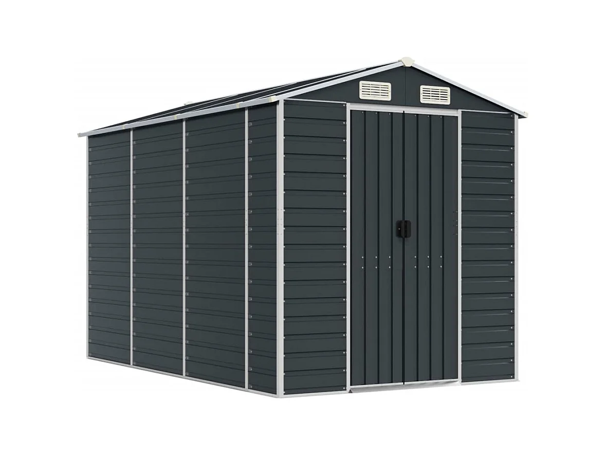 Abrigo de jardim, cabana, casa de armazenamento, galpão ao ar livre, ferramentas robustas, 191 x 300 x 198 cm, aço galvanizado antracite 02_0022185