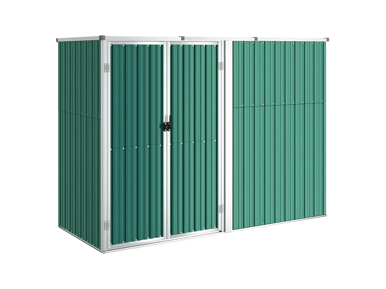 Abrigo de jardim, cabana, casa de armazenamento, galpão ao ar livre, ferramentas robustas 225 x 89 x 161 cm aço galvanizado verde 02_0022430